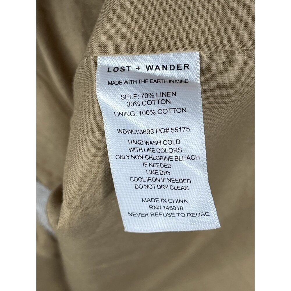 LOST & WANDER Women's Brown Herringbone Ruffle Sleeveless Button Down Dress Med - Picture 4 of 5